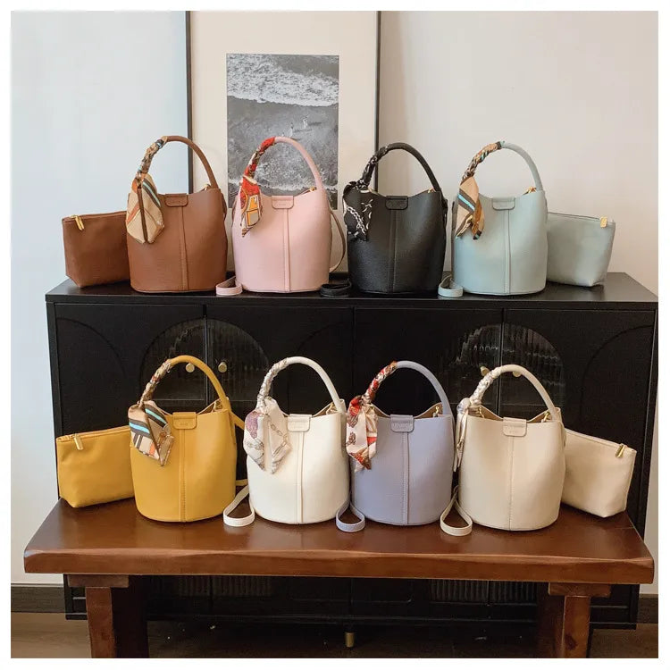 Korean Style Scarf Hand-carrying Combination Bucket Bag