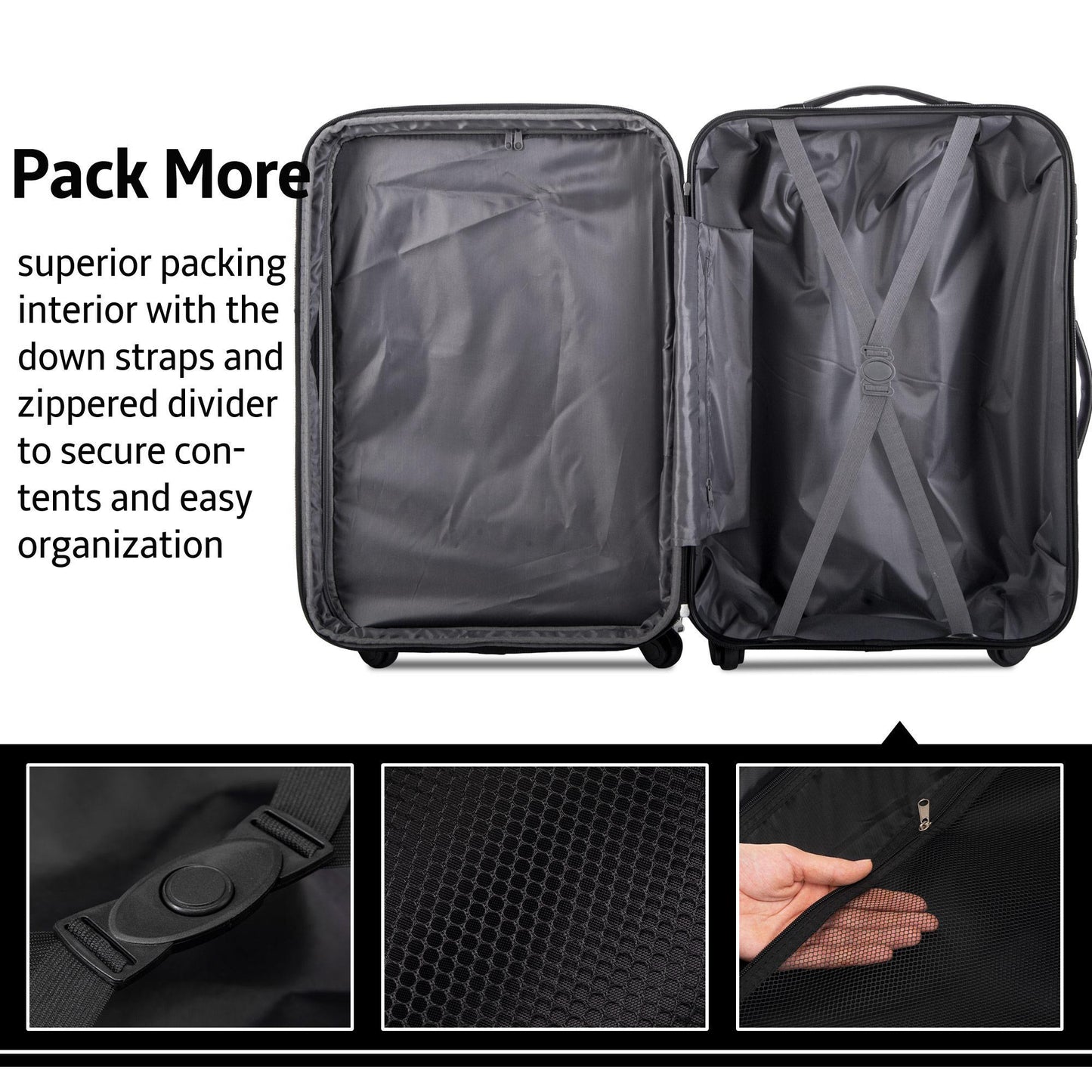 3 Piece Set Of Suitcases, Hard Shell Trolley Cases With TSA Locks 20 Inches 24 Inches 28 Inches- FREE USA SHIPPING