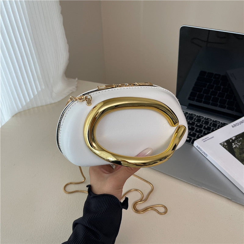 Small Bag Vintage Hardware Metal Handle Chain Crossbody Bag