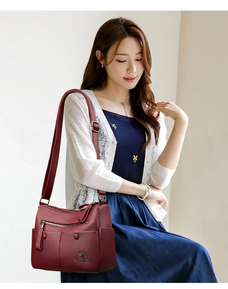 Middle-aged Mom Shoulder Simple All-matching Soft Leather Bag