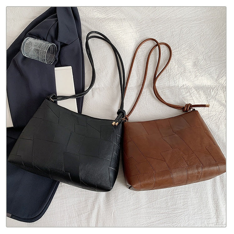 Portable One Shoulder Retro Large Capacity Fashion Solid Color Casual Tote Bag