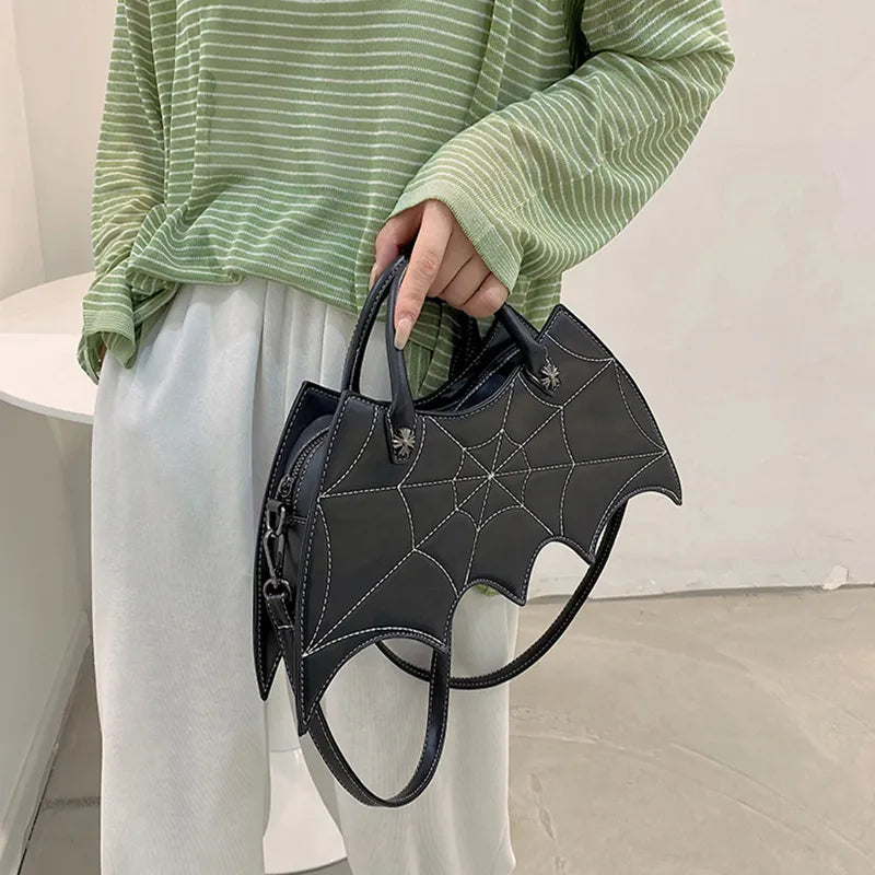 Halloween Spider Web Shape Shoulder Bags Personality Batgirl Tide Pu Handbags Fashion Messenger Crossbody Bag