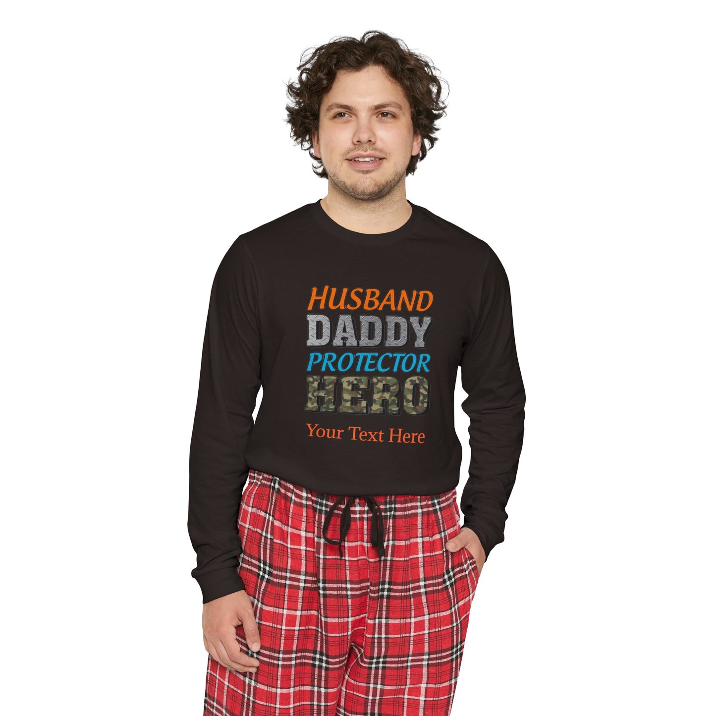 Men's Long Sleeve Pajama Set - Personalize With DAD Messages