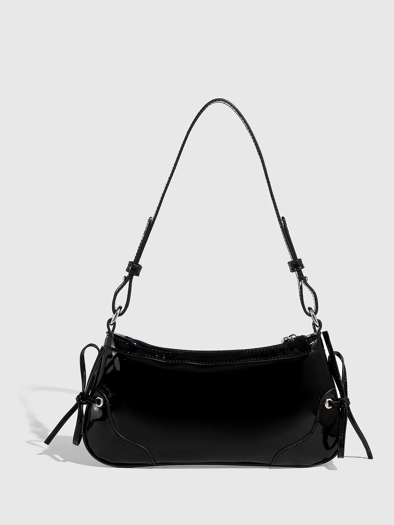 Solid Color Underarm Bag Shoulder Bag Double Bow Small Square Bag