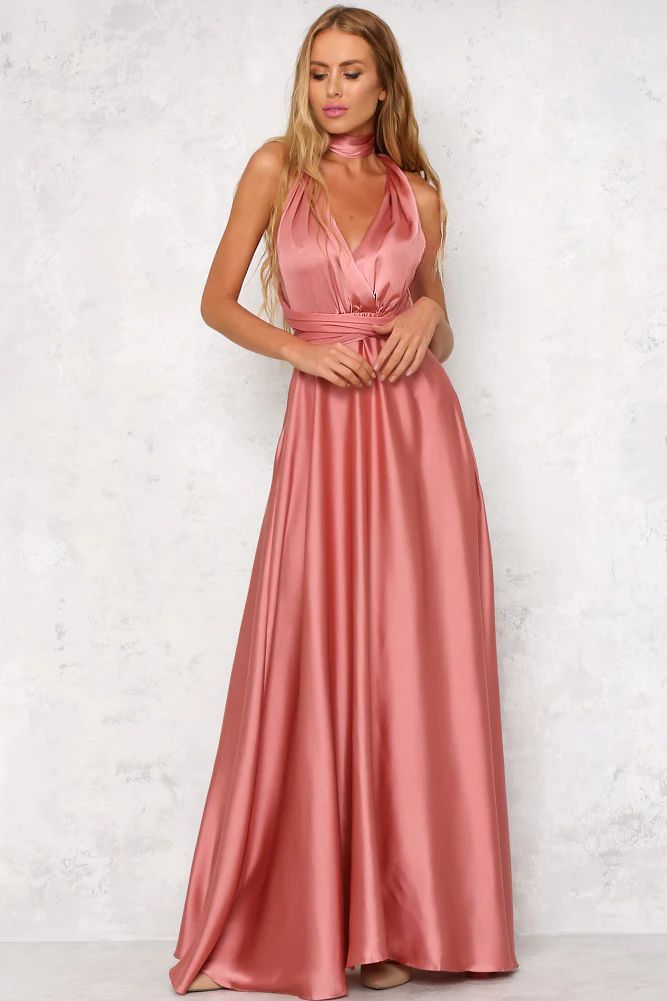 Deep V-neck Sleeveless Lace-up Sexy Backless High Waist Large Swing Satin Dress