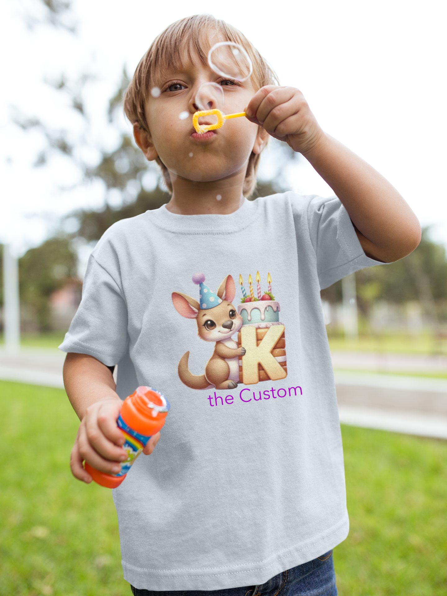 Kids Heavy Cotton™ Tee-Personalize With Cute  Animal Letters