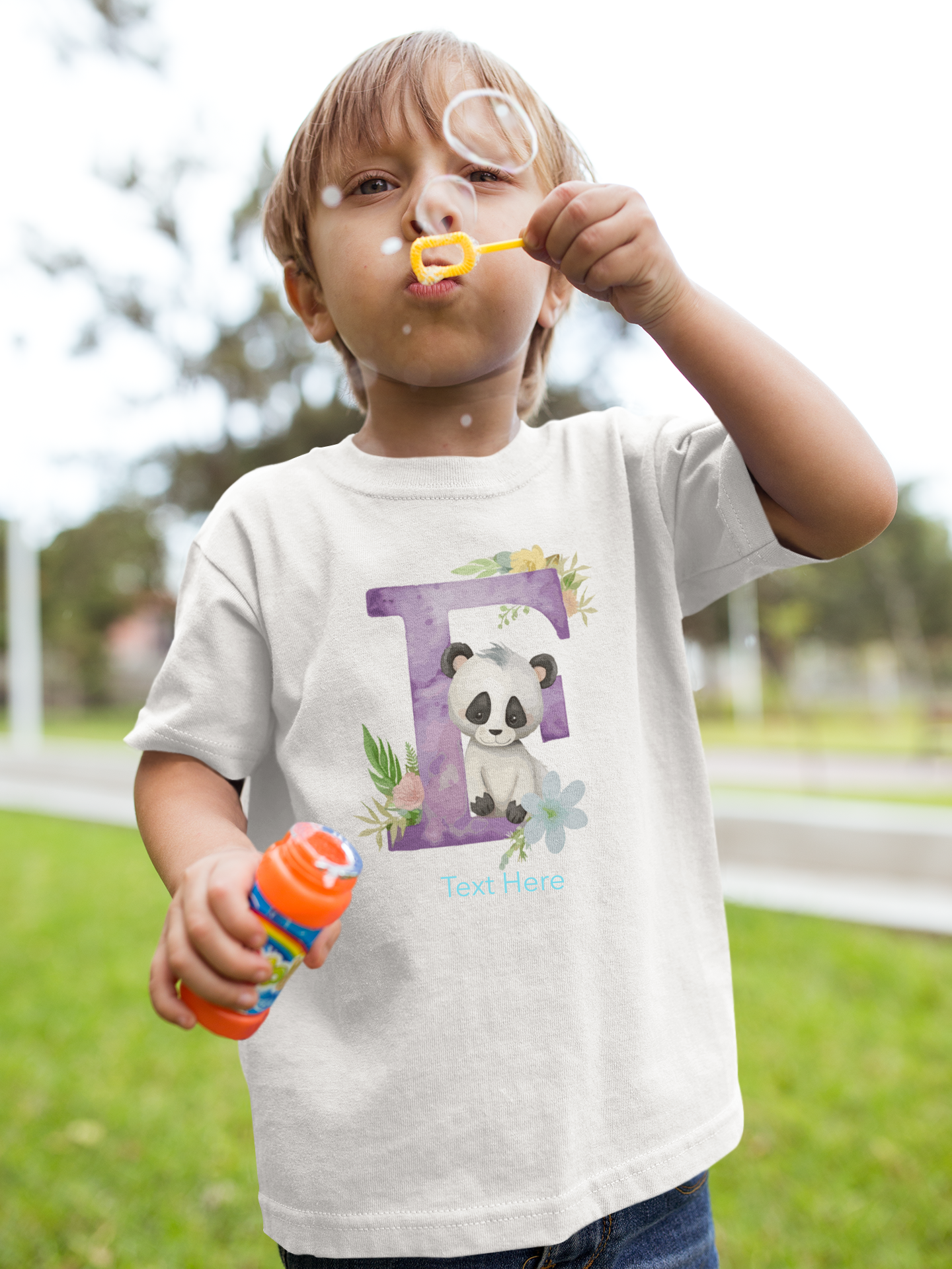 Kids Heavy Cotton™ Tee - Personalize With Cute Floral Animal Letters