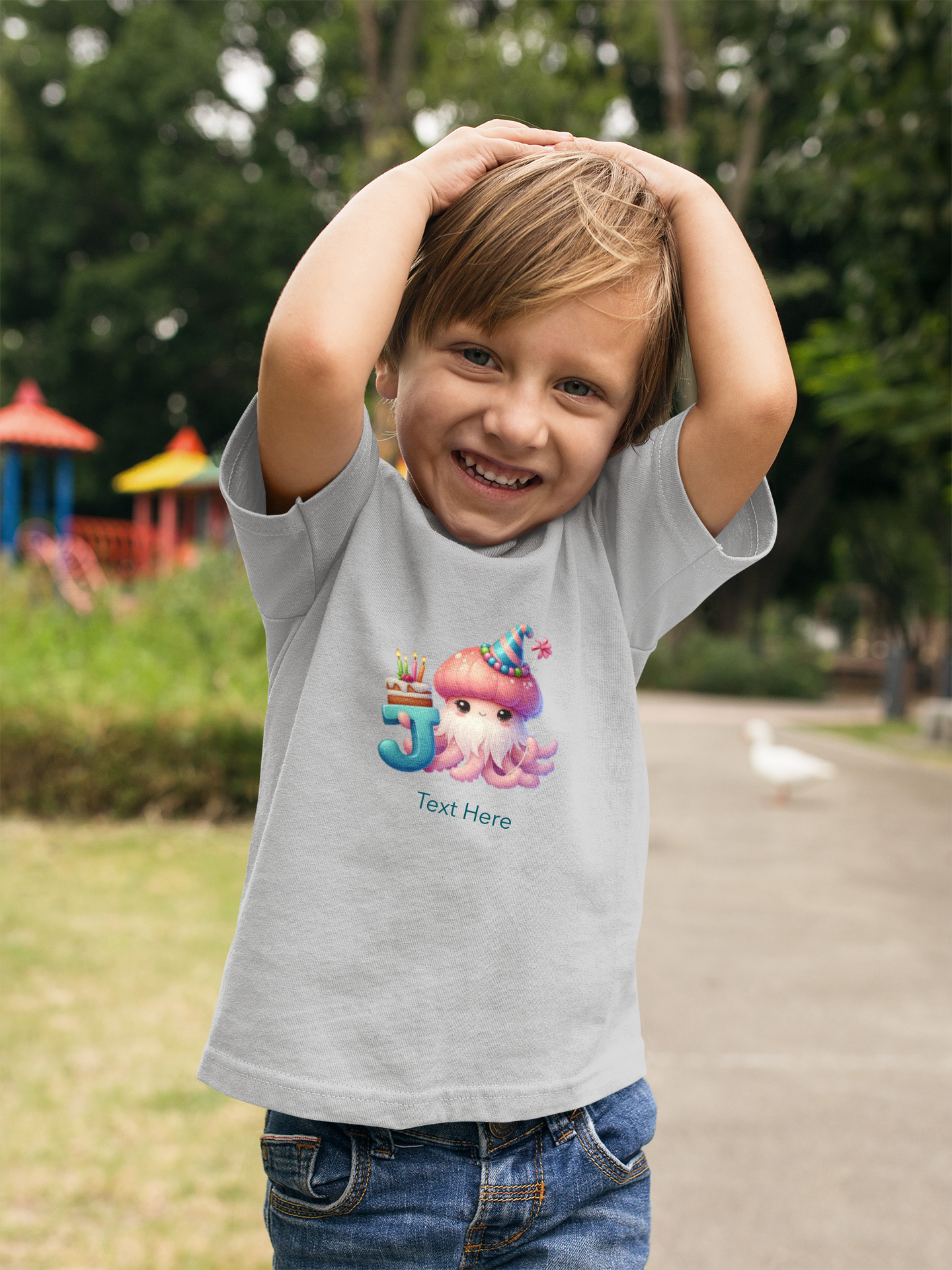 Kids Heavy Cotton™ Tee-Personalize With Cute  Animal Letters