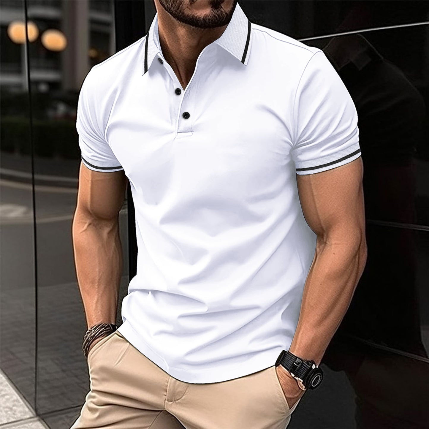 Men's Sports Casual Lapel Short Sleeve Polo Shirt