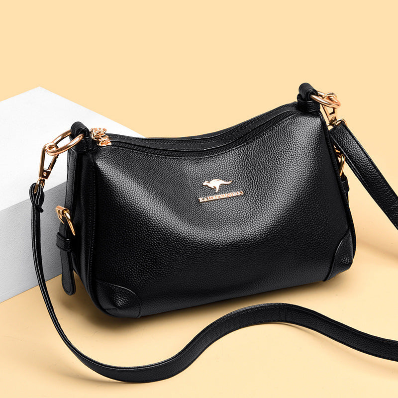 Women's Bags, Solid Color Bags, Ladies Fashion Soft Leather Large-capacity One-shoulder Messenger Bag