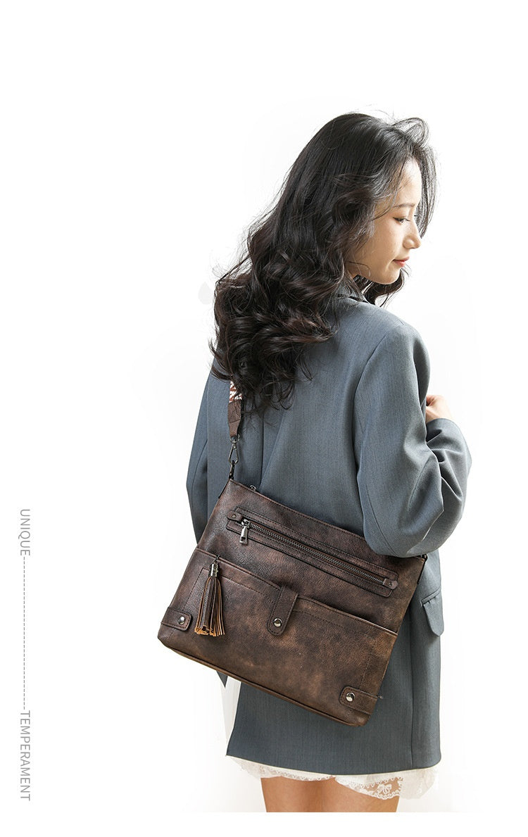 Retro Washed Leather Shoulder Messenger Bag