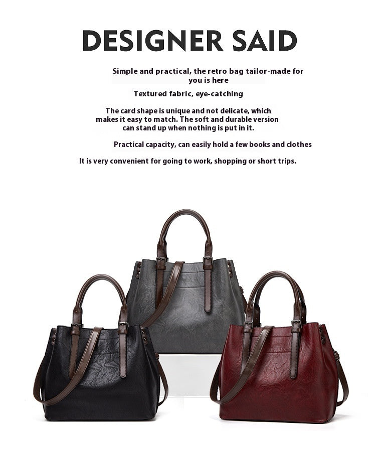 Retro Handbag Contrast Shoulder Women Bag Big Bag