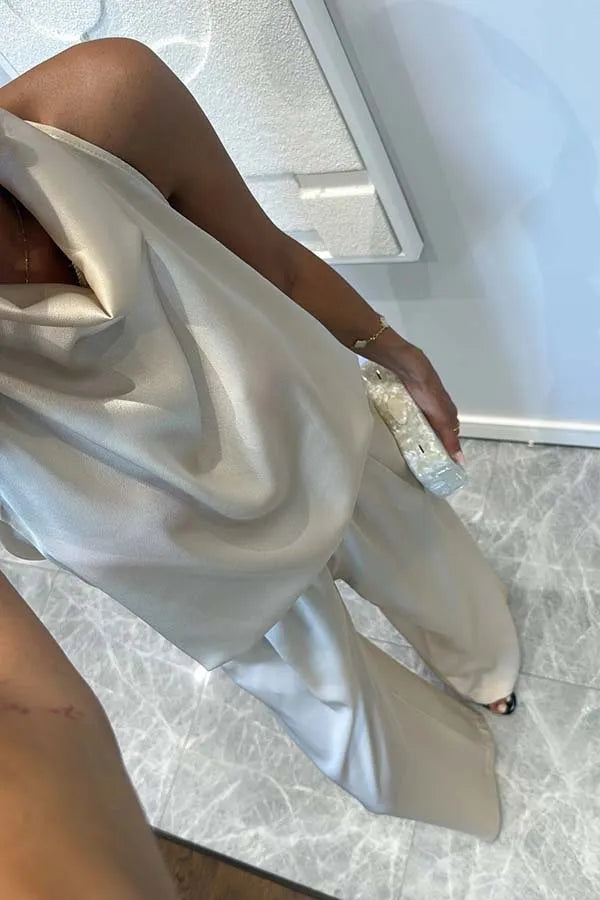 Women's Sleeveless Trousers Loose Satin Two-piece Set
