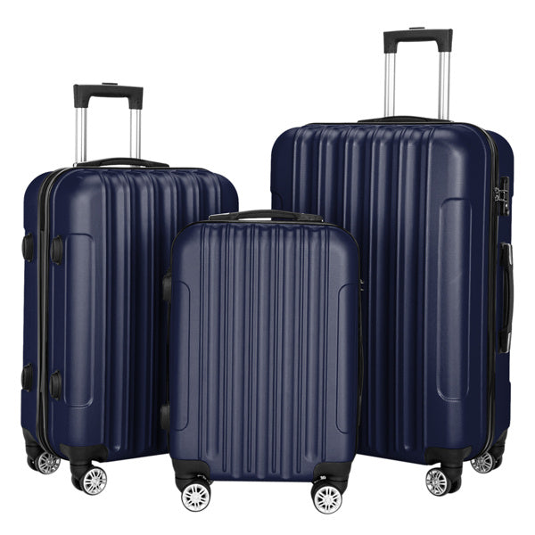 Vertical 3-in-1 Spinner Wheel With Handle Trolley Case 20in 24in 28in ABS Aluminum Alloy Trolley Classic Color - Navy Blue- FREE USA SHIPPING