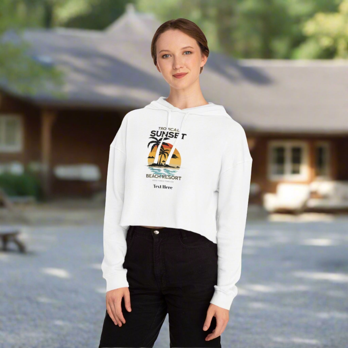 Women’s Cropped Hooded Sweatshirt - Personalize With Beach Themes