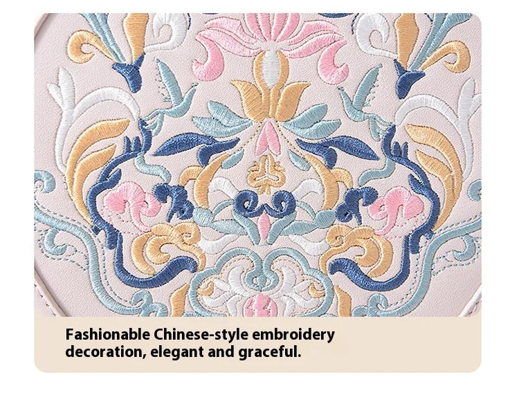 Literary Shoulder Bag National Style Small Crossbody Round Bag