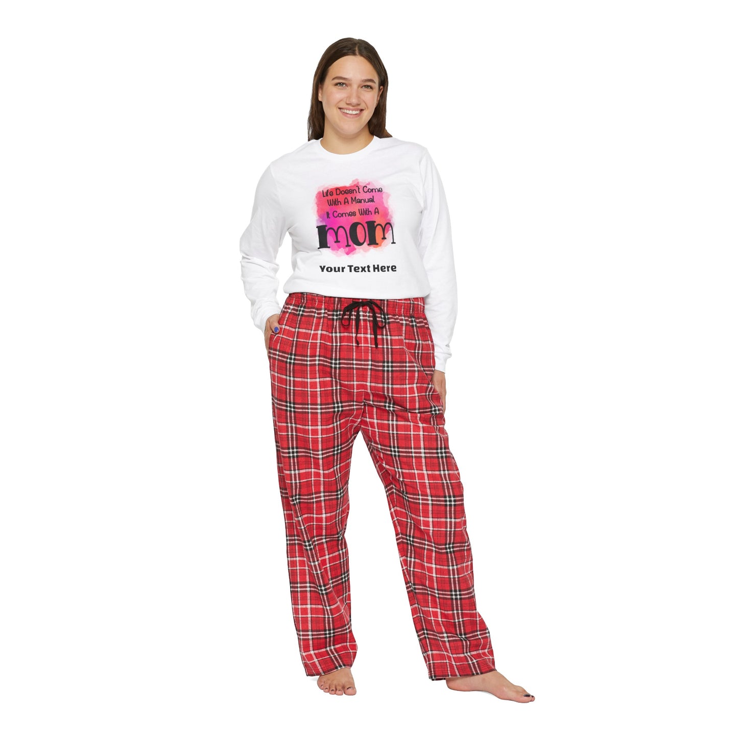 Women's Long Sleeve Pajama Set - Personalize With Colorful MOM Messages