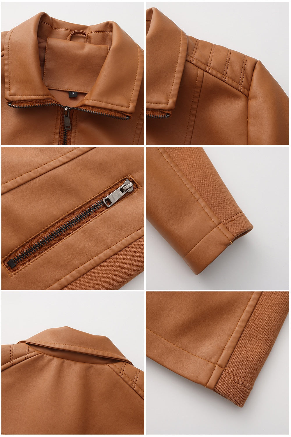 Women's Leather Jacket Knitted Stitching Stretch Coat