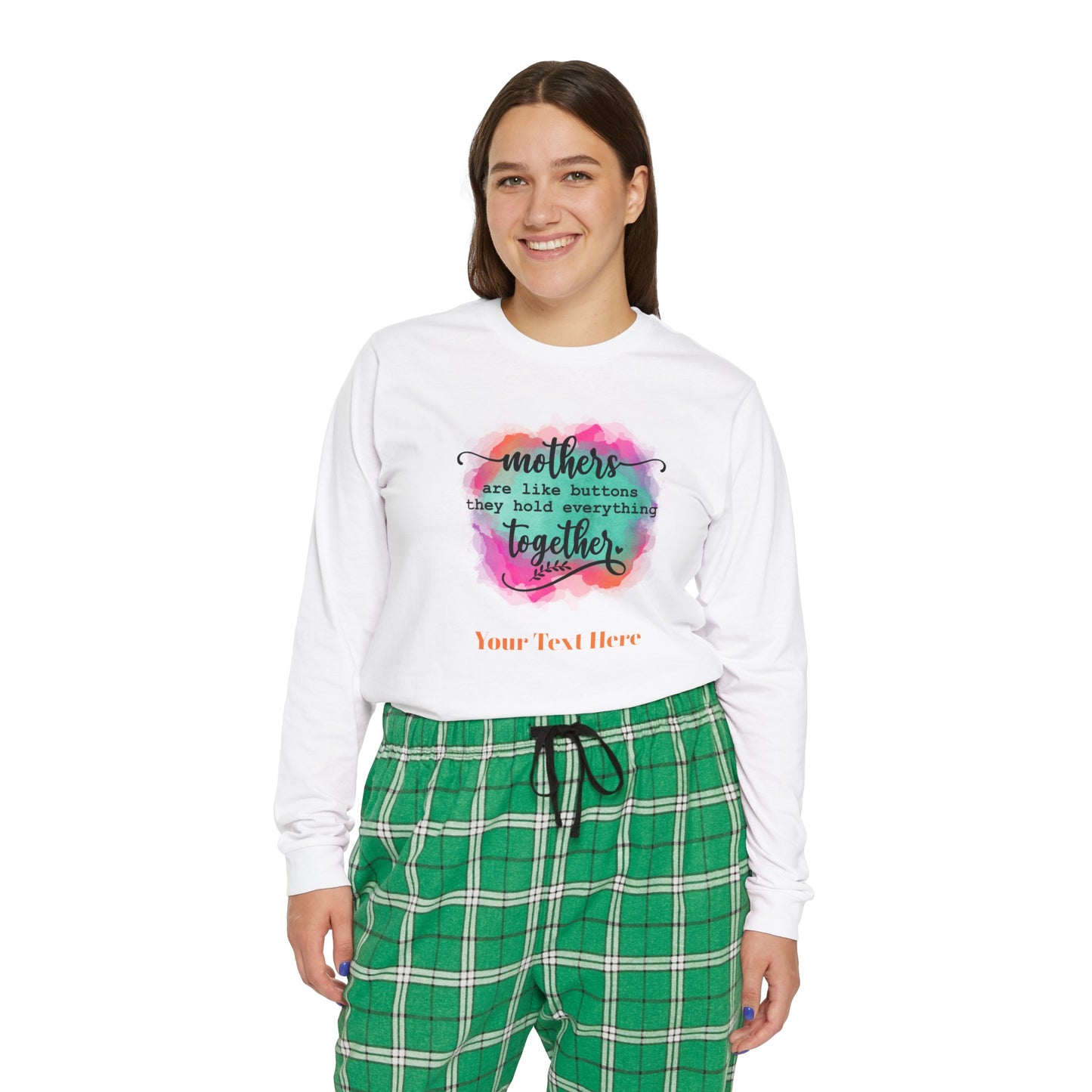 Women's Long Sleeve Pajama Set - Personalize With Colorful MOM Messages