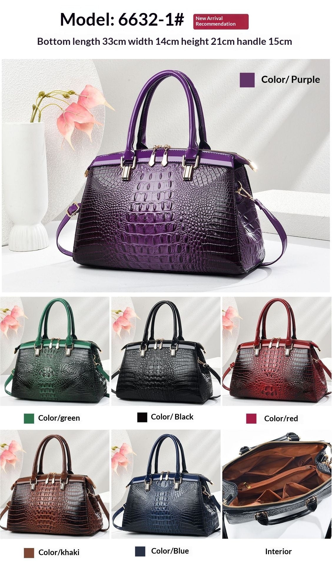 Patent Leather Large-Capacity Commuter Handbag European And American Style