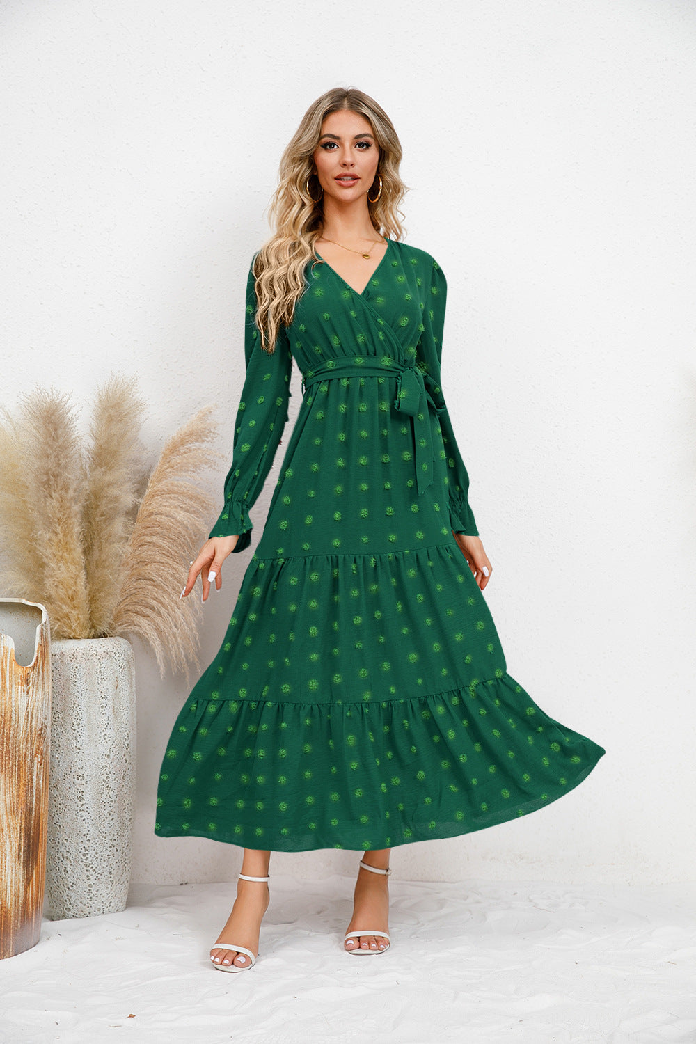 Solid Color Wide Hem Casual Dress Women's Clothing