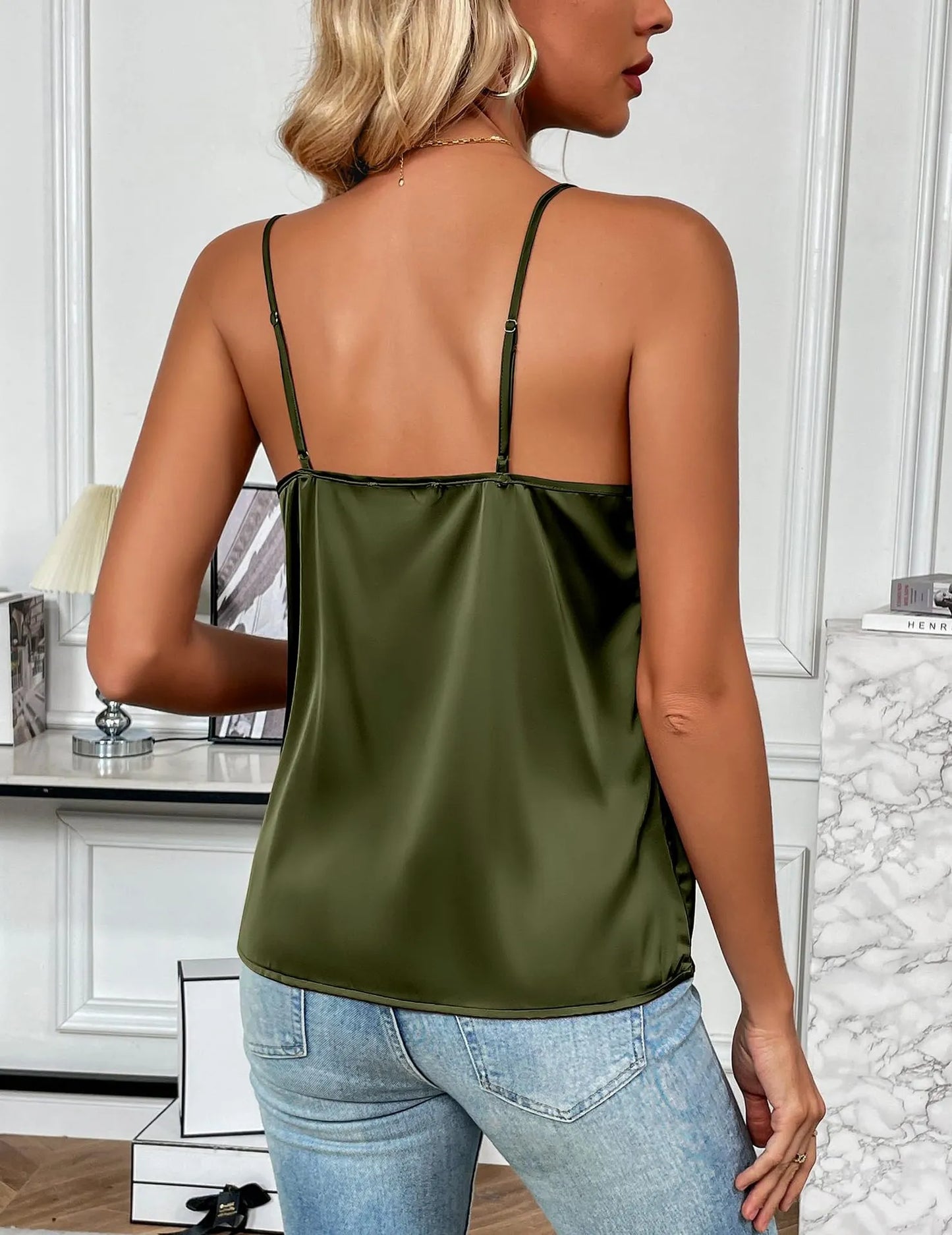 New Women's Silk Adjustable Spaghetti Strap Tank Top Loose