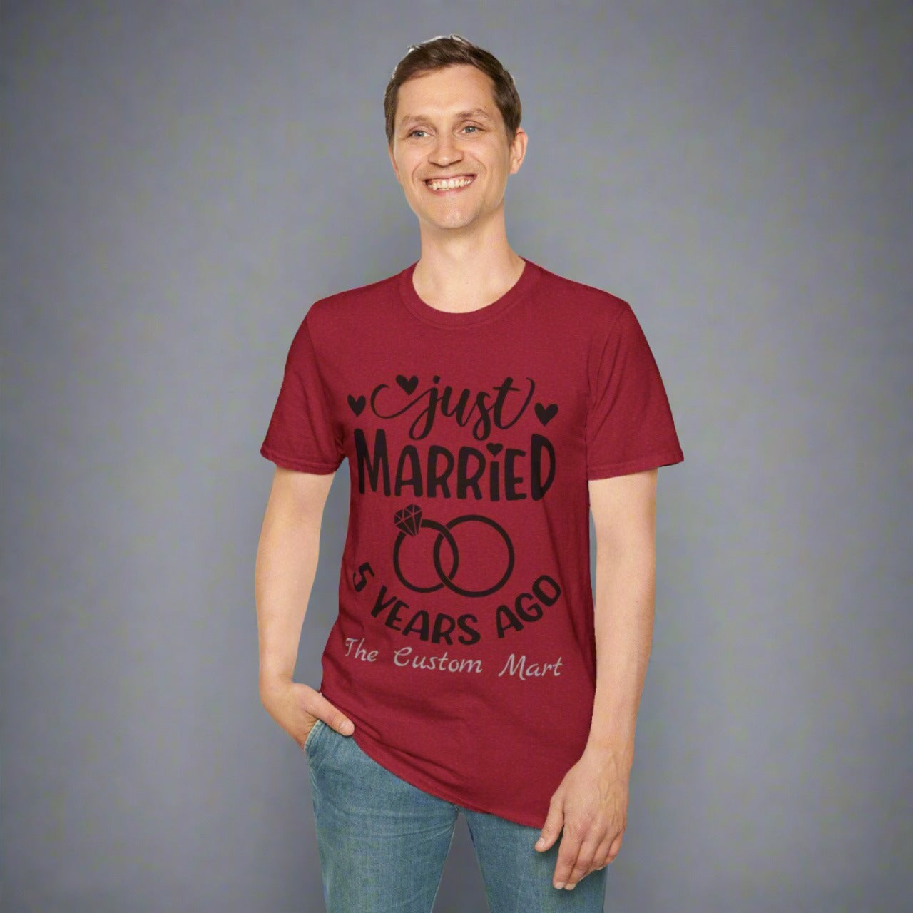 Unisex Softstyle T-Shirt - Personalized With Just Married Anniversary Gift