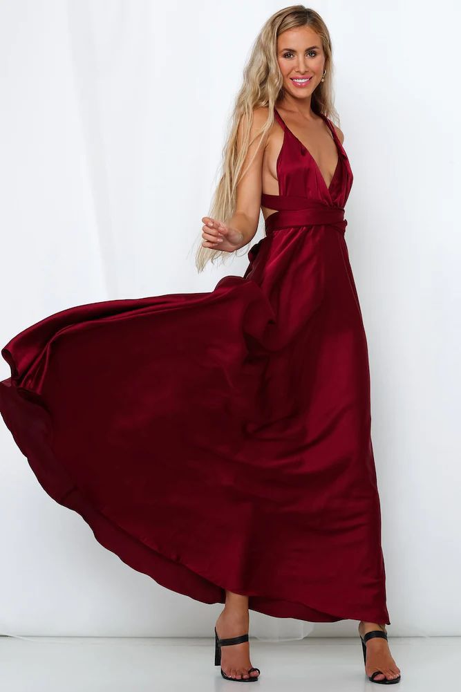 Deep V-neck Sleeveless Lace-up Sexy Backless High Waist Large Swing Satin Dress