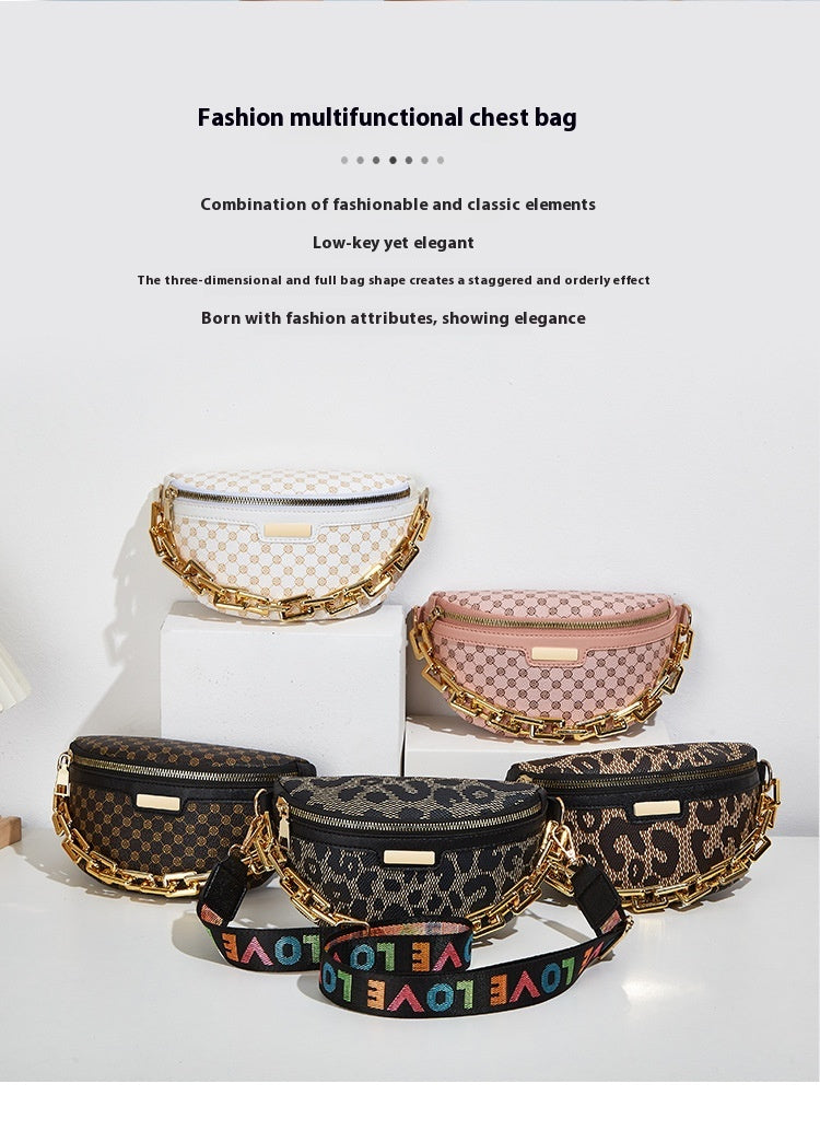 Women's Fashion Chest Bag Shoulder Bag Leopard Print Waist Bag