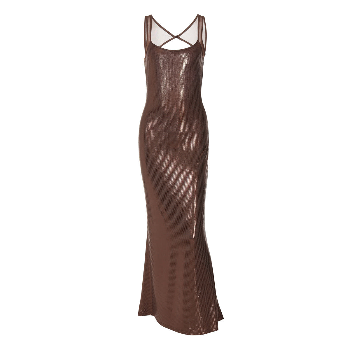 Sexy Backless Mesh Stitching Socialite Temperament Slim Dress