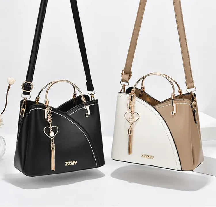 Color Block Handbag Love Tassel Decor Crossbody Bags For Women