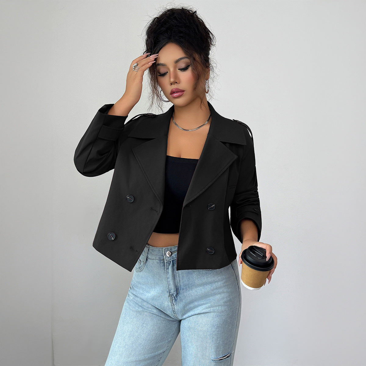 Casual Minimalist Long Sleeve Jacket Vest Coat Women