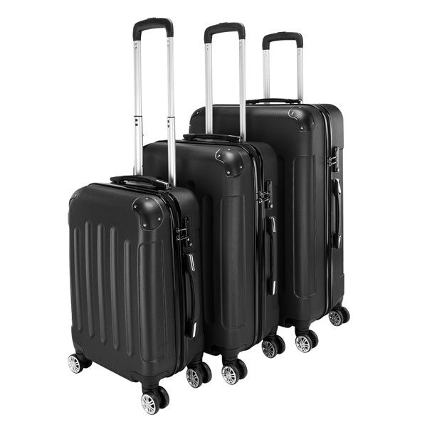 3-in-1 ABS Trolley Case 20 Inches-24 Inches-28 Inches Black  - FREE USA SHIPPING