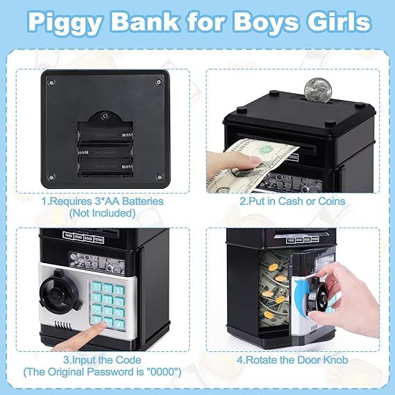 Saving Challenge Automatic Coin Storage Box, 1 Piece Modern Trendy Battery Powered Piggy Bank For Kids,  Money Saving Supplies