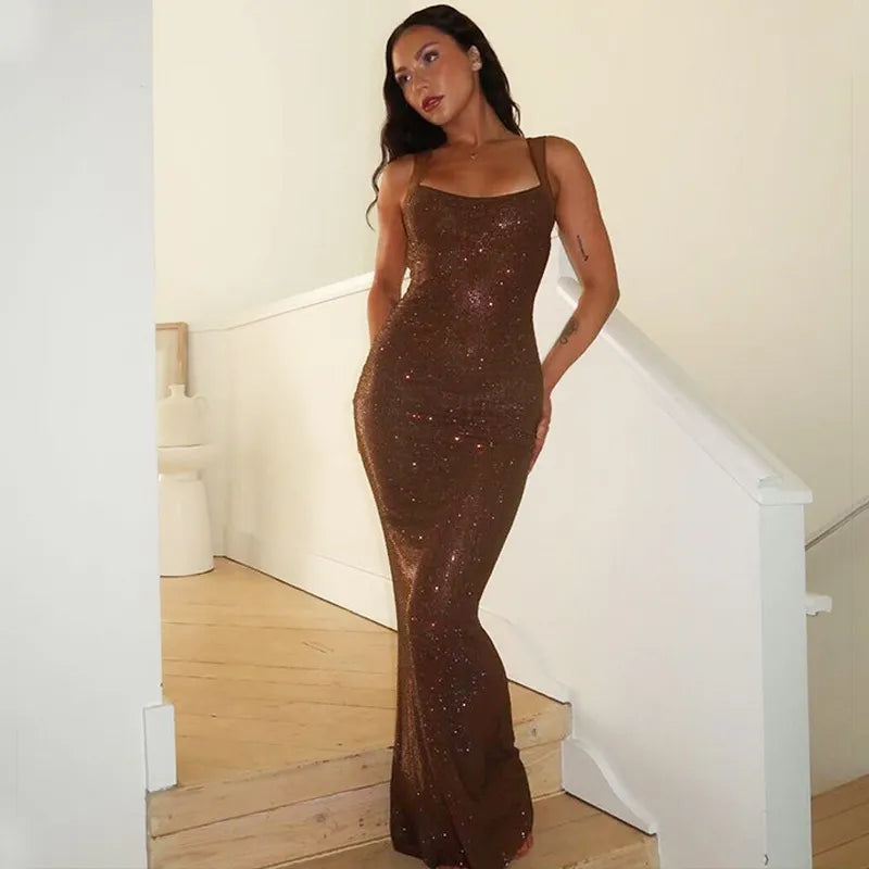 Sexy Backless Mesh Stitching Socialite Temperament Slim Dress