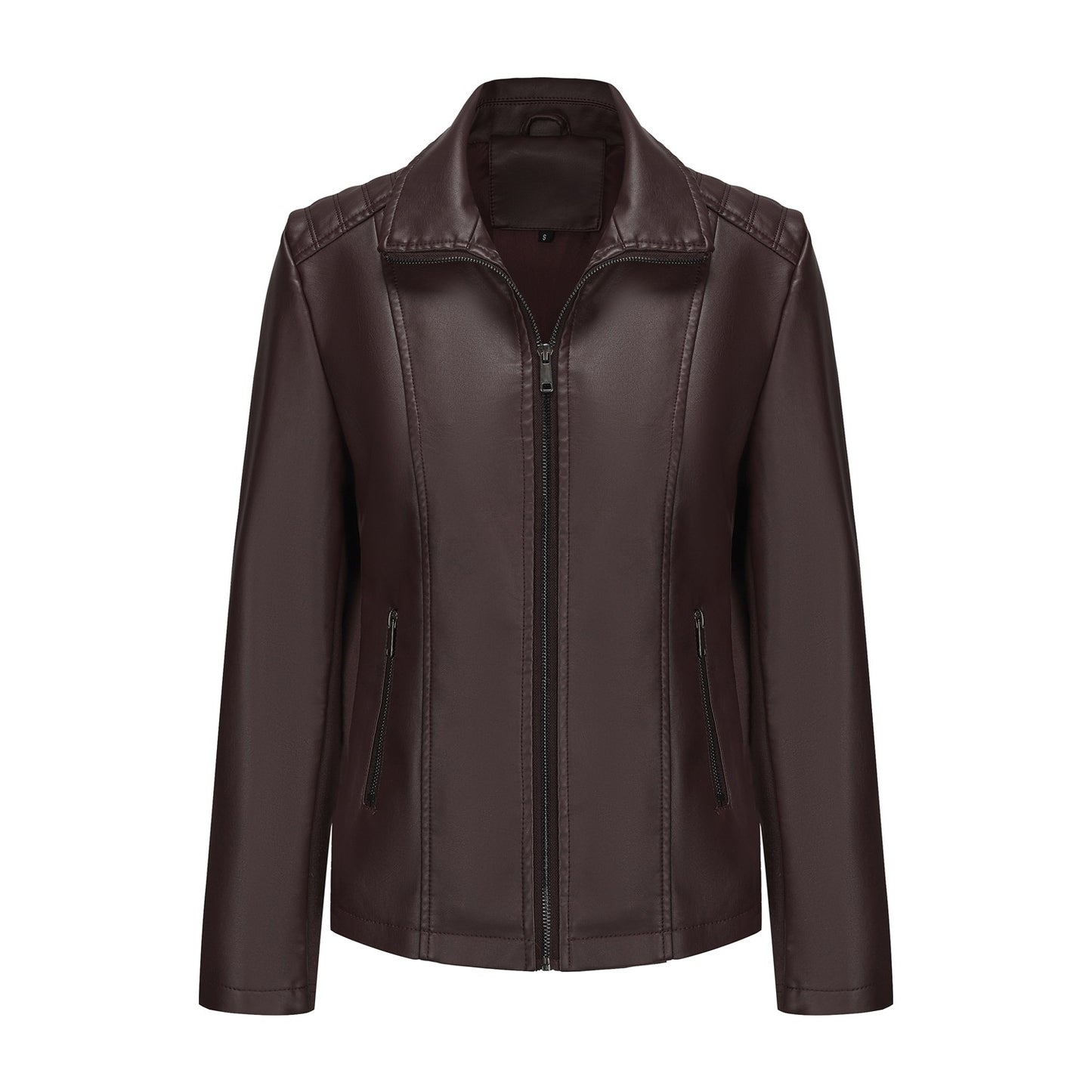 Women's Leather Jacket Knitted Stitching Stretch Coat
