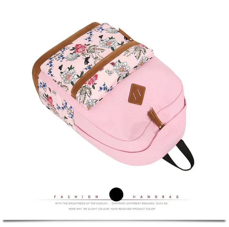 Floral Bags 3pcs Schoolbag Backpack Lunch Bag And Wallets