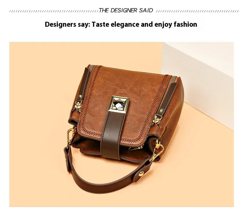 Women's Retro Easy Matching Soft Leather Textured Handbag Shoulder Crossbody