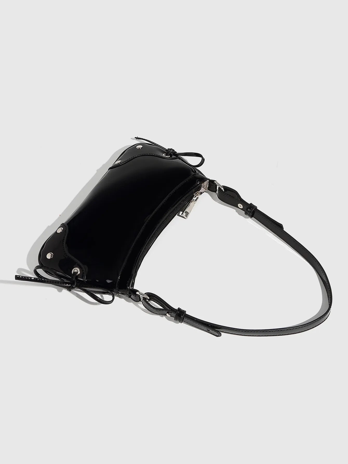 Solid Color Underarm Bag Shoulder Bag Double Bow Small Square Bag