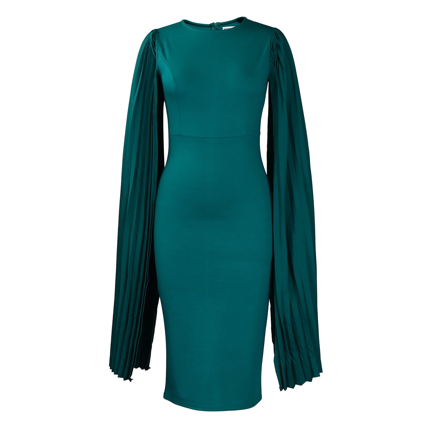 Round Neck Pleated Shawl Banquet Party Evening Gown