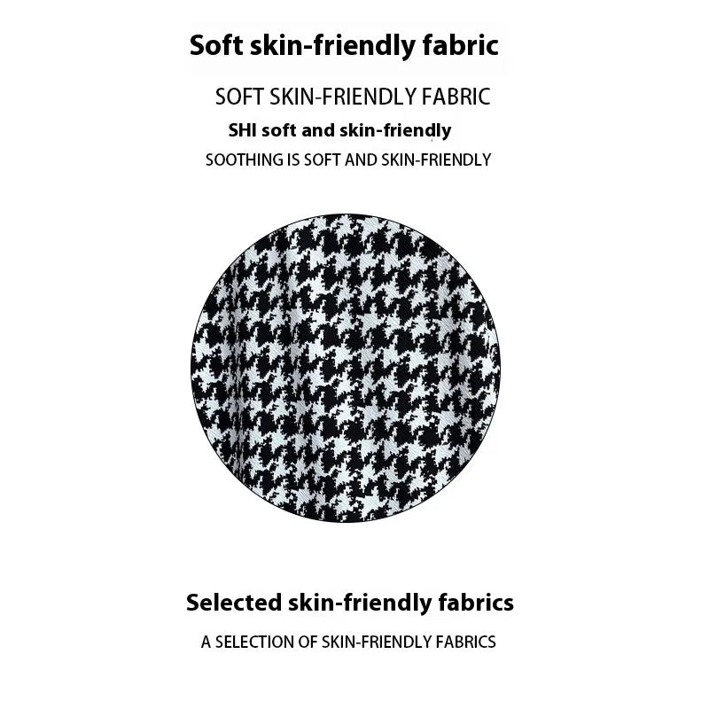 Zipper Houndstooth Jacket Loose Slim-fit Casual Shirt