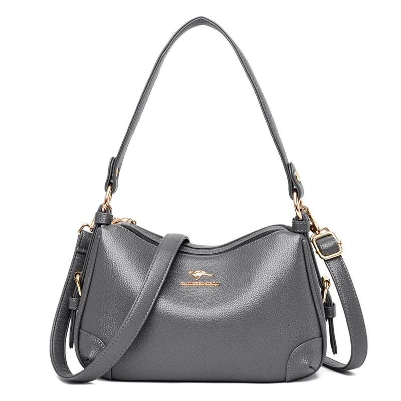 Women's Bags, Solid Color Bags, Ladies Fashion Soft Leather Large-capacity One-shoulder Messenger Bag