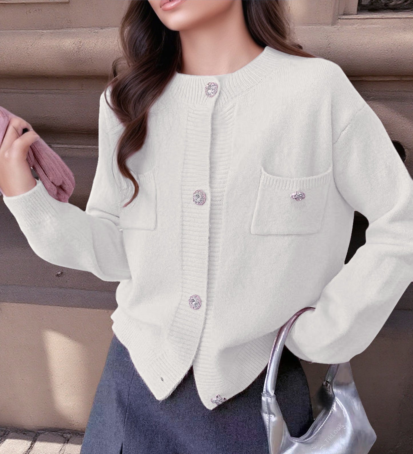 Women's Long-sleeved Knitted Cardigan Simple Coat