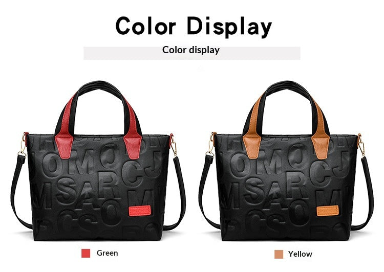 Trendy Tote Handbag Chic Letter Embossing Womens