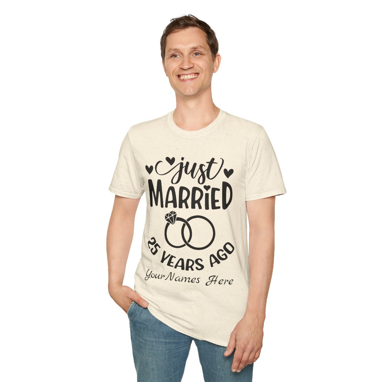 Unisex Softstyle T-Shirt - Personalized With Just Married Anniversary Gift