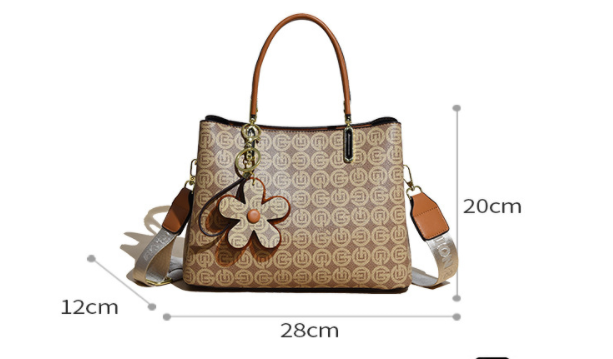 Printed Tote Bag With Flower Pendant New Temperament Shoulder Bag For Women Fashion Large-capacity Crossbody Bag