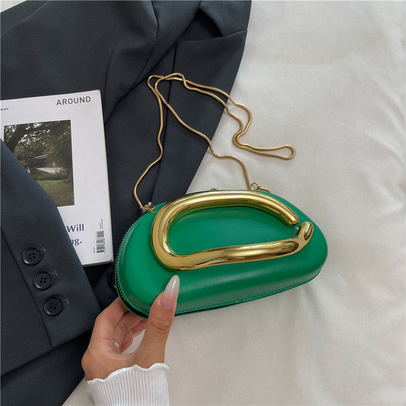Small Bag Vintage Hardware Metal Handle Chain Crossbody Bag