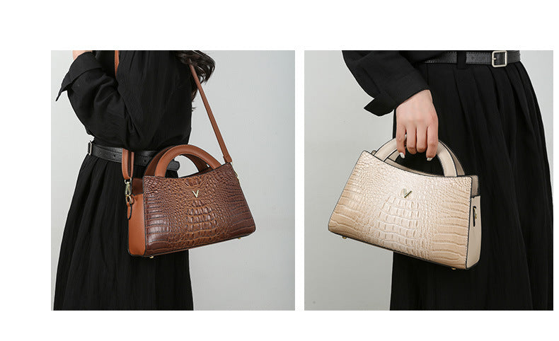 Women's Crossbody Leather Crocodile Pattern Shoulder Handbag