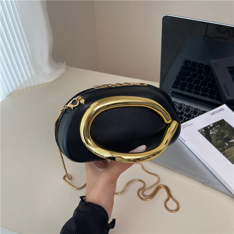 Small Bag Vintage Hardware Metal Handle Chain Crossbody Bag