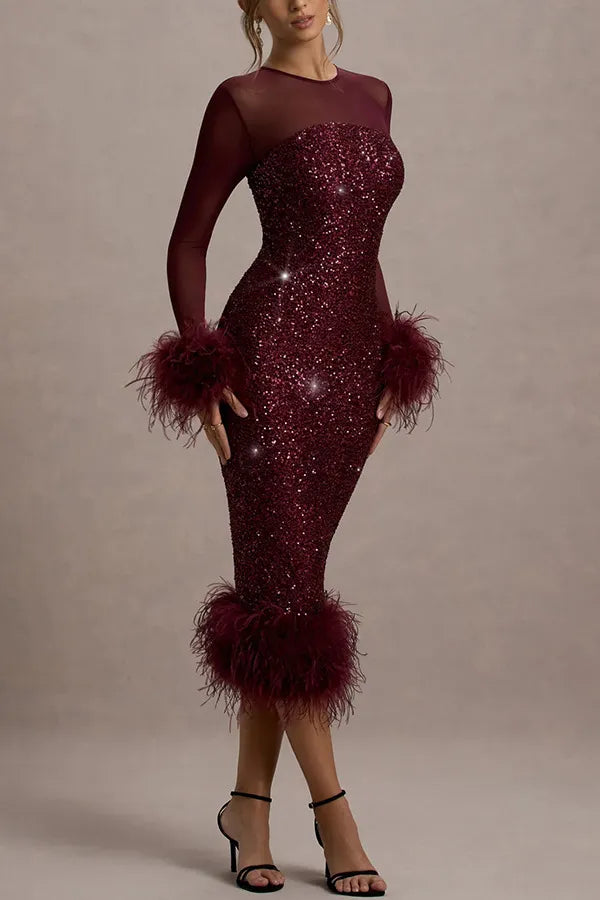 Women's Party Dress Long Sleeve Sequin